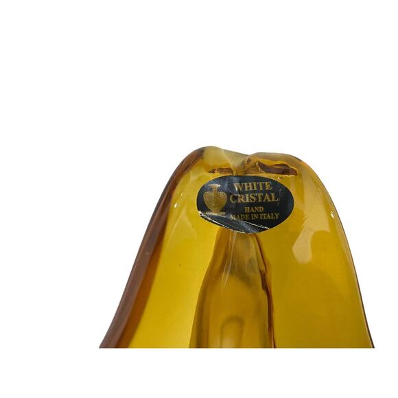 Murano White Crystal High Art Glass Pillar Candle Holder Made In Italy 13.5" - Picture 5 of 8